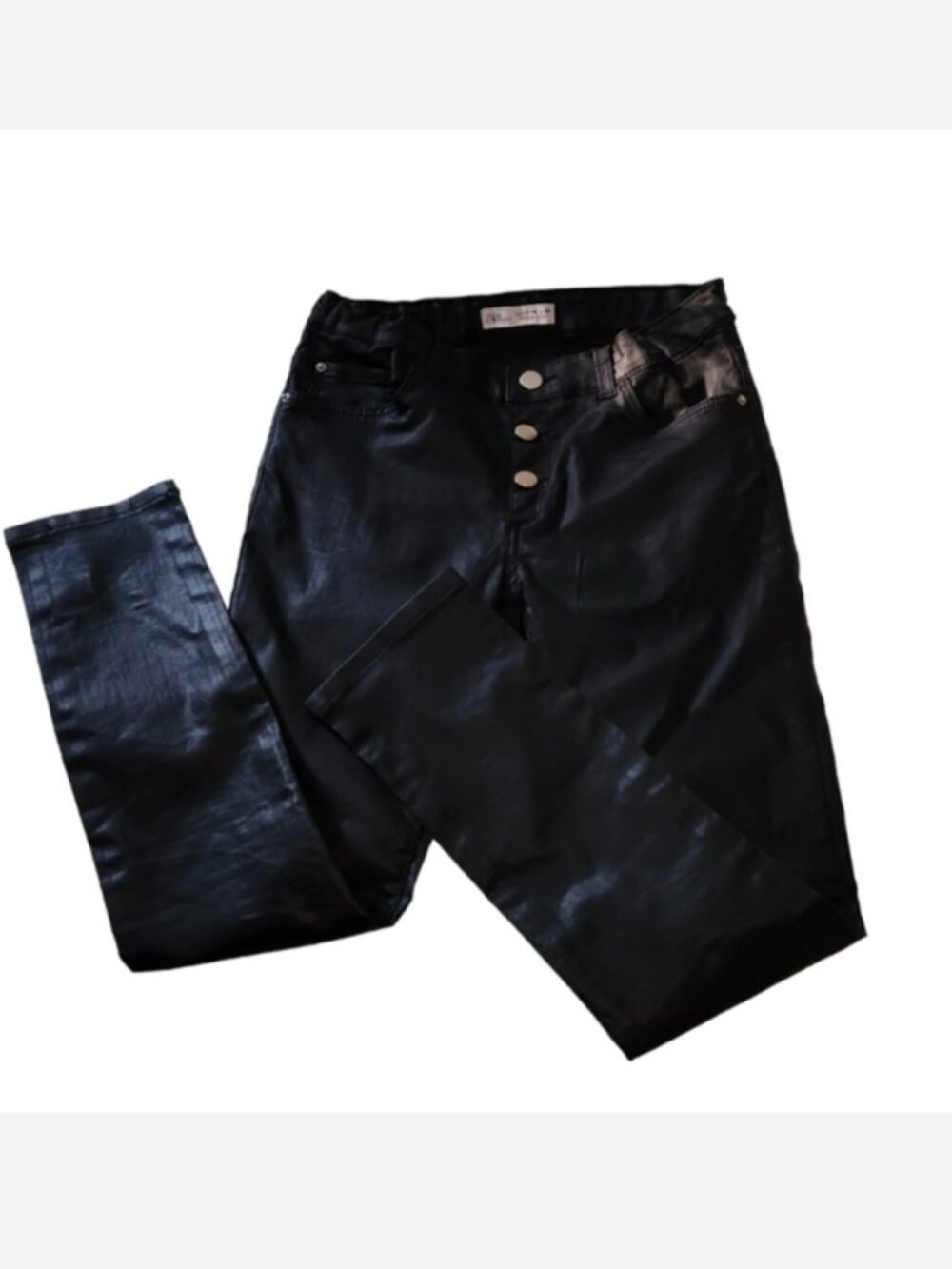 Zara Black Faux Leather Leggings - Picture 5 of 7